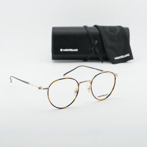 Montblanc MB0162O 003 Round Eyeglasses – Gold/Havana 48mm